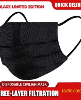 10/50/100 Pcs Mouth Mask Disposable Black Cotton Mouth Face Masks Non-woven Mask 3 Filter Activated Anti Pollution