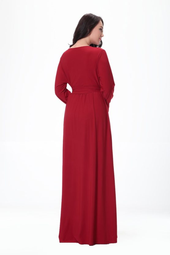 Women's Autumn New Large Size Women's V-neck Long-sleeved Christmas Red Temperament Dress