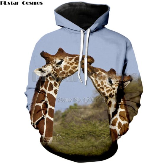 PLstar Cosmos The giraffe is playing Hoodies Sweatshirt 3d Printed cute animal Men/Women Clothing tops size S-5XL