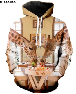 PLstar Cosmos The giraffe is playing Hoodies Sweatshirt 3d Printed cute animal Men/Women Clothing tops size S-5XL