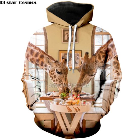 PLstar Cosmos The giraffe is playing Hoodies Sweatshirt 3d Printed cute animal Men/Women Clothing tops size S-5XL