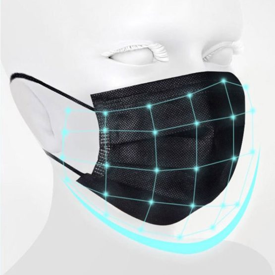 10/50/100 Pcs Mouth Mask Disposable Black Cotton Mouth Face Masks Non-woven Mask 3 Filter Activated Anti Pollution