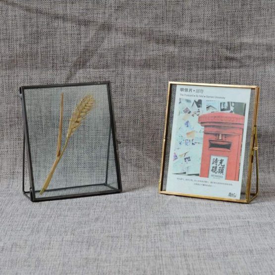 Antique Rectangular Freestanding Transparent Glass Photo Frame