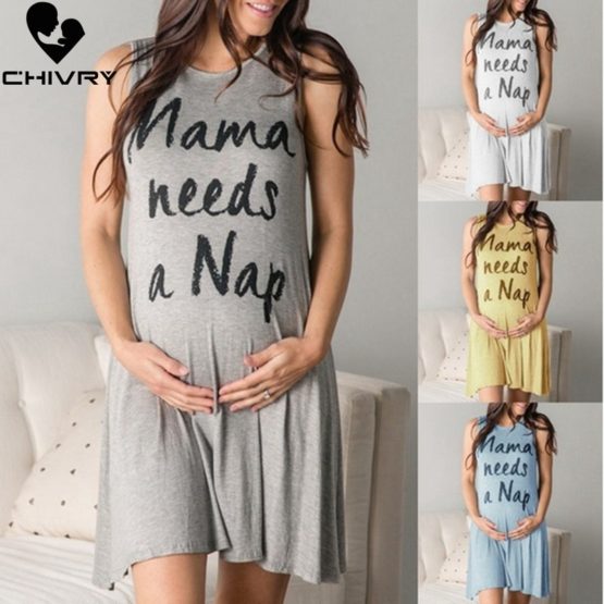 Maternity Summer Casual O-neck Sleeveless Attire