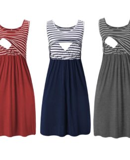 Maternity Stripe Tunic Breastfeeding Summer Wear