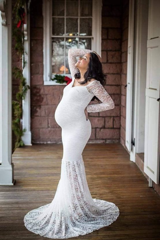 Maternity Dresses For Photo Shoot with Laces