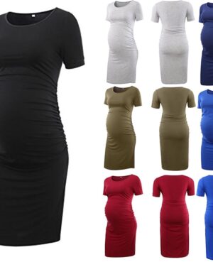 Short-Sleeve-Maternity-Dresses—Casual-Pregnancy-Clothes