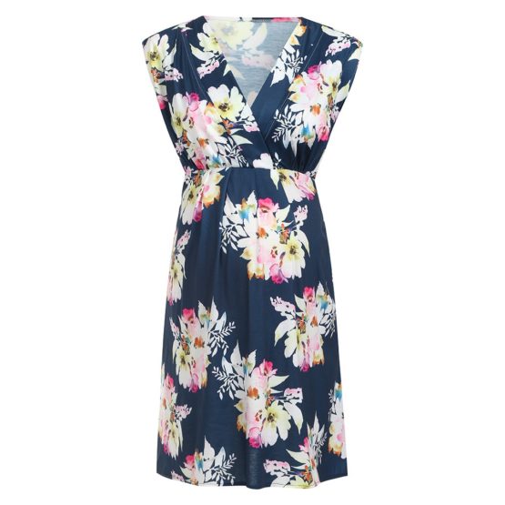 Sleeveless Maternity Dress With Flower Prints