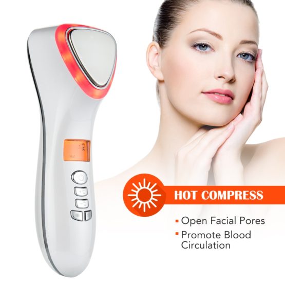 LED Hot Cold Face Skin Care Device Massager | Ultrasonic Cryotherapy Facial Vibration