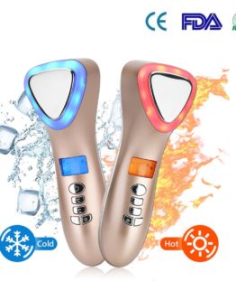 LED Hot Cold Face Skin Care Device Massager | Ultrasonic Cryotherapy Facial Vibration