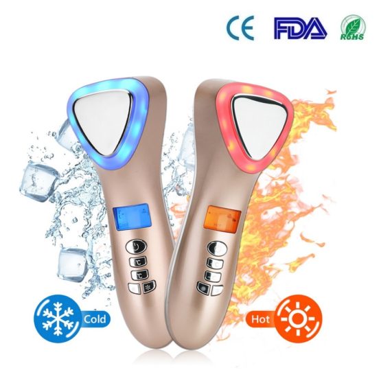 LED Hot Cold Face Skin Care Device Massager | Ultrasonic Cryotherapy Facial Vibration