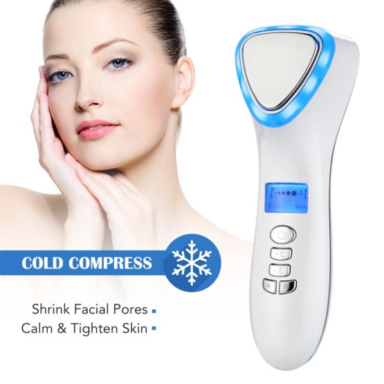 LED Hot Cold Face Skin Care Device Massager | Ultrasonic Cryotherapy Facial Vibration