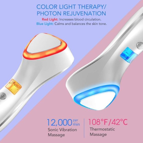 LED Hot Cold Face Skin Care Device Massager | Ultrasonic Cryotherapy Facial Vibration